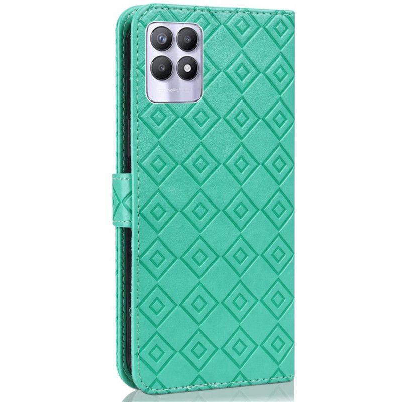 Bescherming Hoesje Realme 8i Kunstleer Tegelpatroon