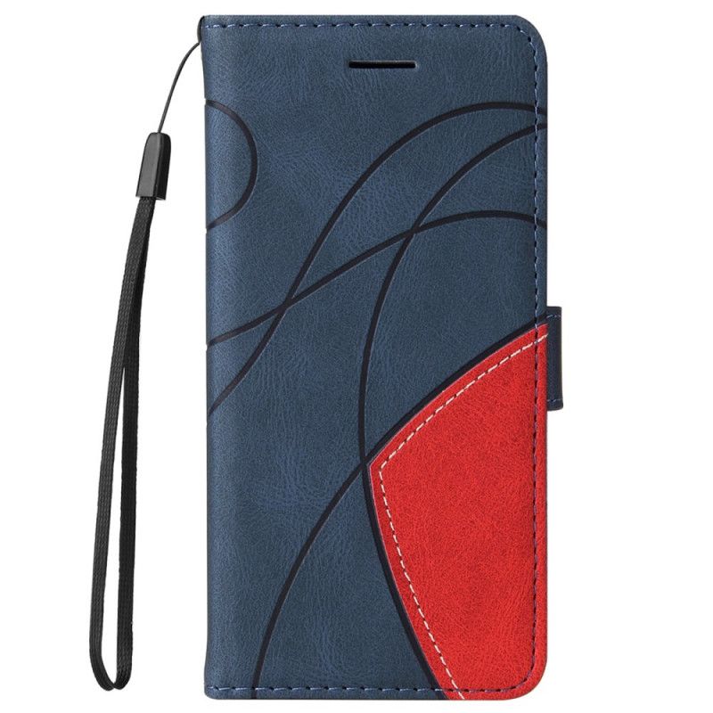 Flip Case Leren Realme 8i Signature Tweekleurig Kunstleer