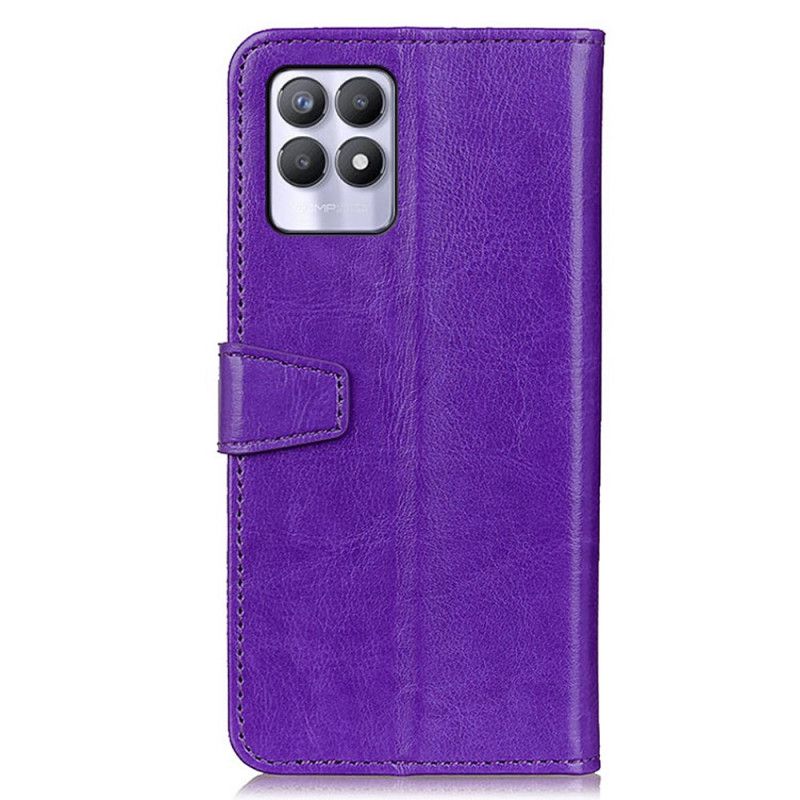 Folio-hoesje Realme 8i Telefoonhoesje Eenvoudig Glanzend Leereffect
