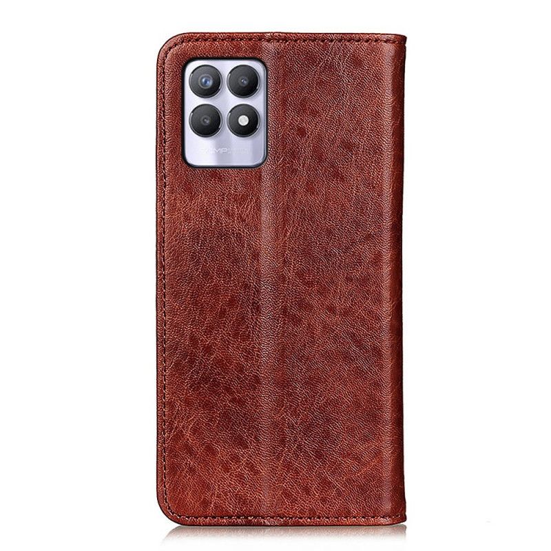 Folio-hoesje Realme 8i Telefoonhoesje Ledertextuur