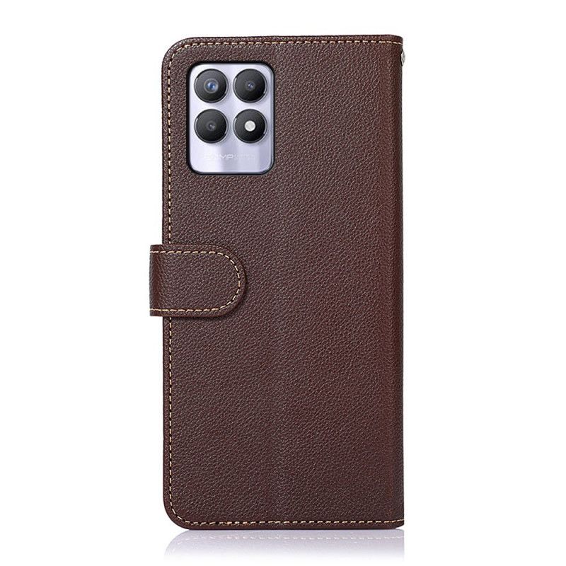 Folio-hoesje Realme 8i Telefoonhoesje Litchi-stijl Rfid Khazneh