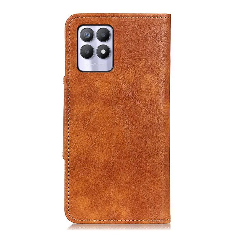 Folio-hoesje Realme 8i Vintage Kunstleer En Knoop