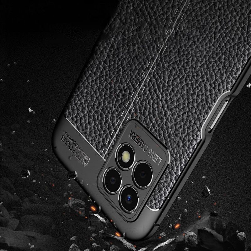Hoesje Realme 8i Dubbellijns Litchi-leereffect