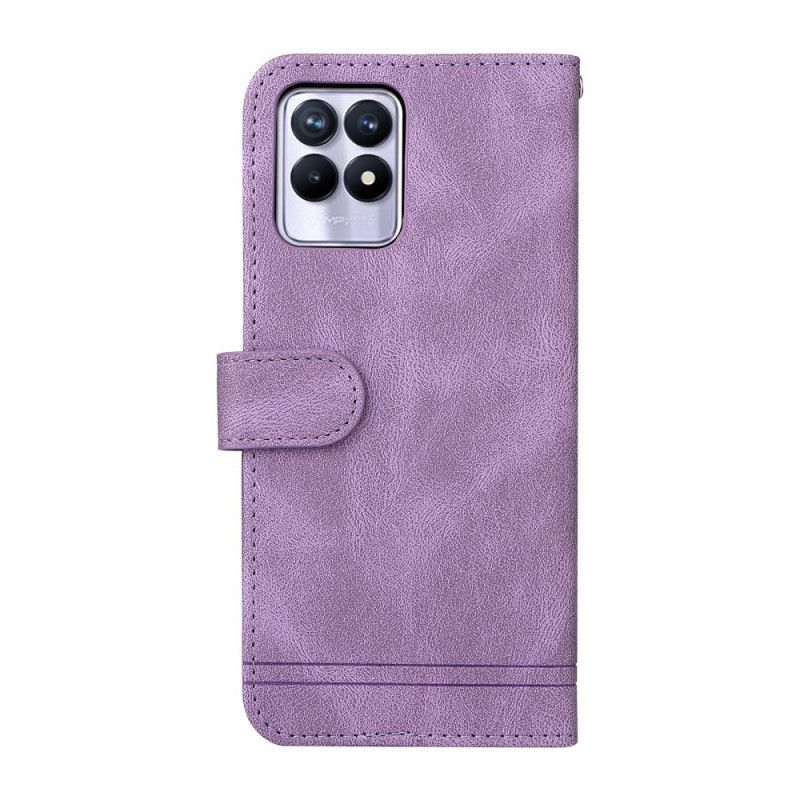 Leren Hoesje Realme 8i Imitatie Lederen Klinknagel En Riem