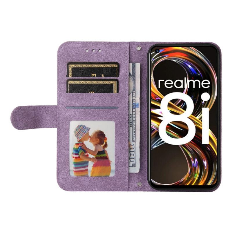Leren Hoesje Realme 8i Imitatie Lederen Klinknagel En Riem