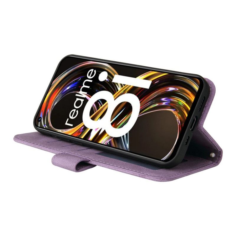 Leren Hoesje Realme 8i Imitatie Lederen Klinknagel En Riem