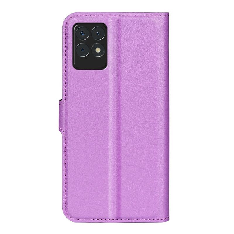 Leren Hoesje Realme 8i Klassiek Litchi Kunstleer Bescherming Hoesje