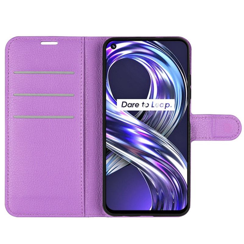Leren Hoesje Realme 8i Klassiek Litchi Kunstleer Bescherming Hoesje