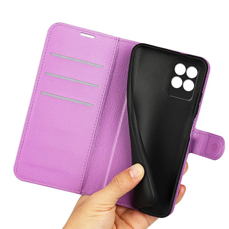 Leren Hoesje Realme 8i Klassiek Litchi Kunstleer Bescherming Hoesje