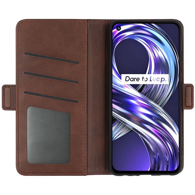 Leren Hoesje Voor Realme 8i Dubbele Klep