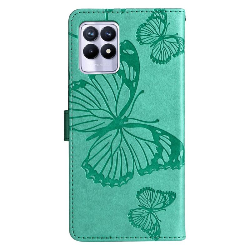 Leren Hoesje Voor Realme 8i Gigantische Stringvlinders