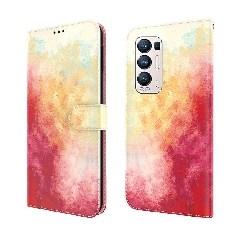 Leren Hoesje voor Oppo Find X3 Neo Abstracte Kleurrijk