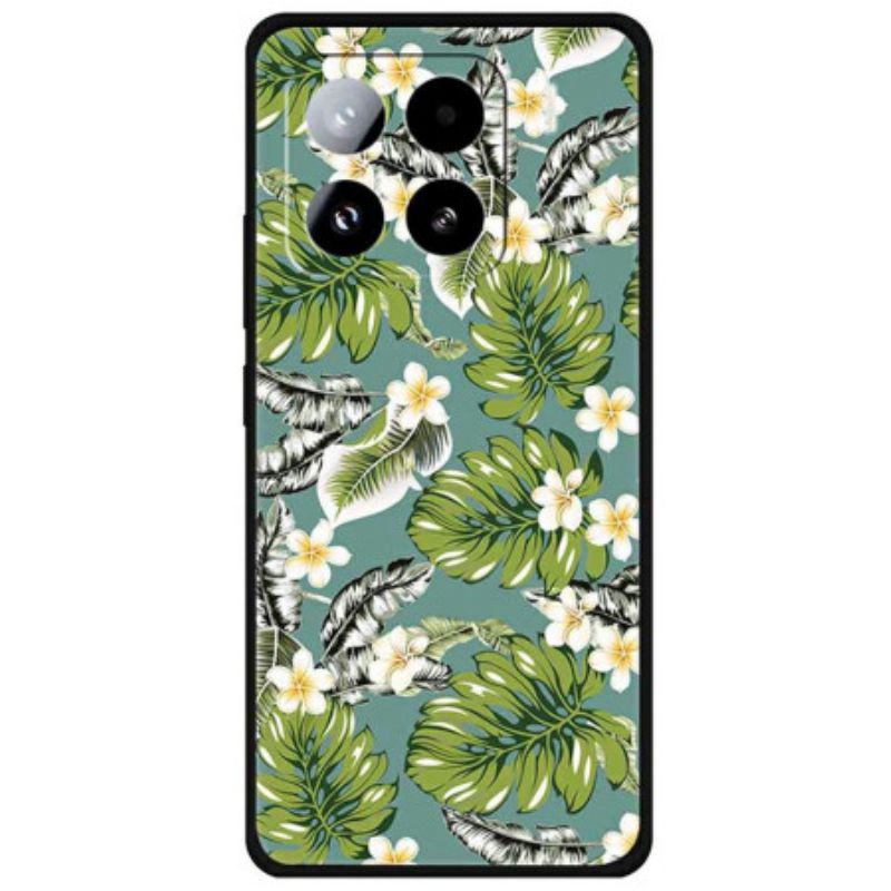 Cover Hoesje Xiaomi 15 Pro Telefoonhoesje Bananenbladeren En Gouden Bloemen