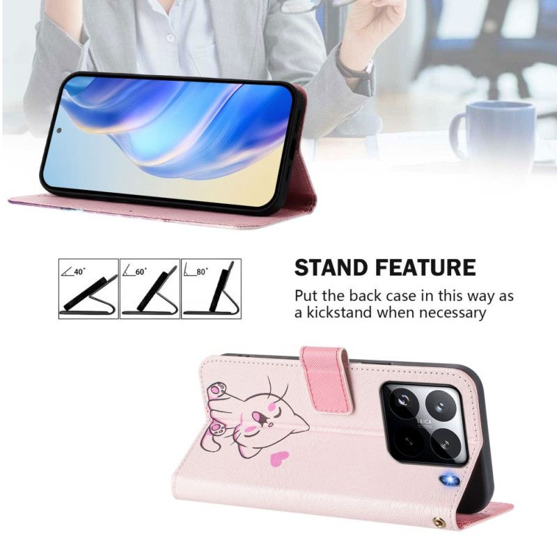 Flip Case Leren Xiaomi 15 Pro Katje