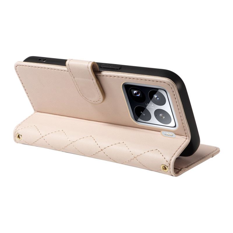 Folio-hoesje Xiaomi 15 Pro Gewatteerd Met Bandje En Schouderband