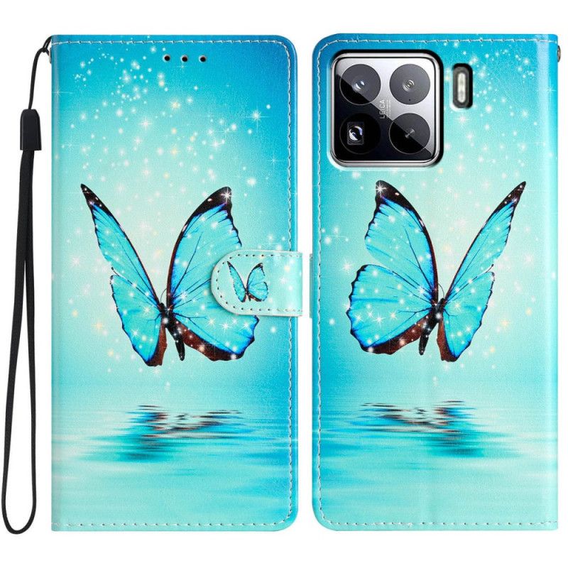 Folio-hoesje Xiaomi 15 Pro Telefoonhoesje Blauwe Vlinder In Vlucht