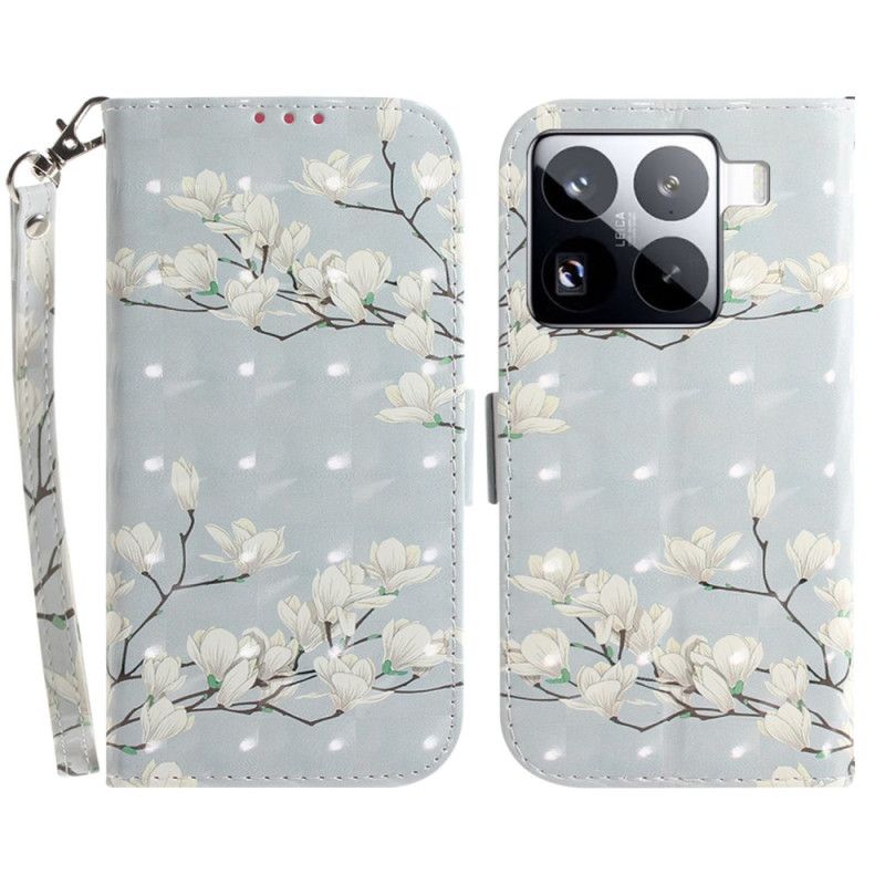 Folio-hoesje Xiaomi 15 Pro Telefoonhoesje Magnolia-bandje