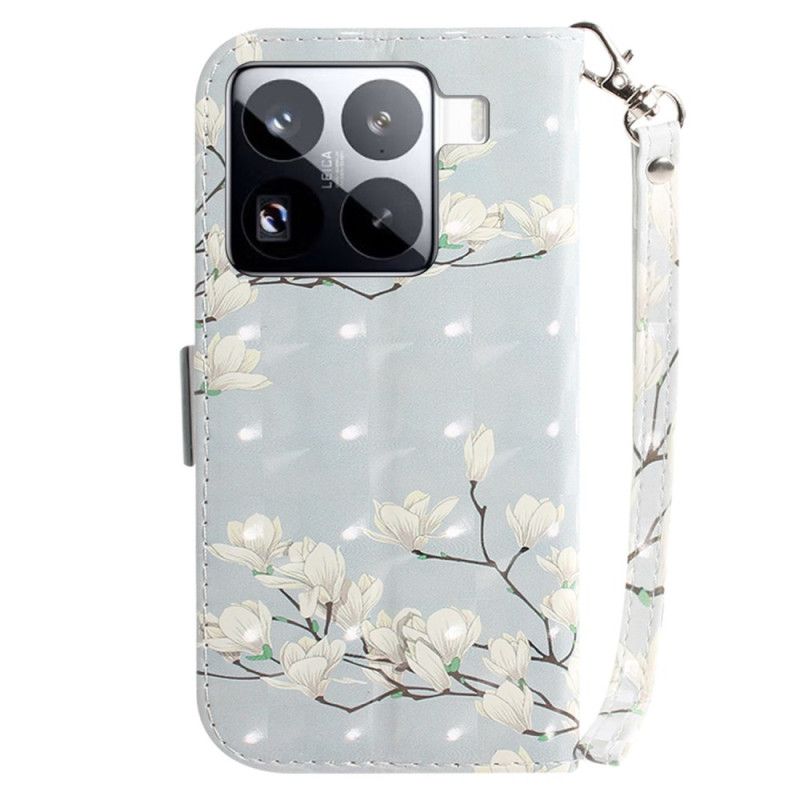 Folio-hoesje Xiaomi 15 Pro Telefoonhoesje Magnolia-bandje