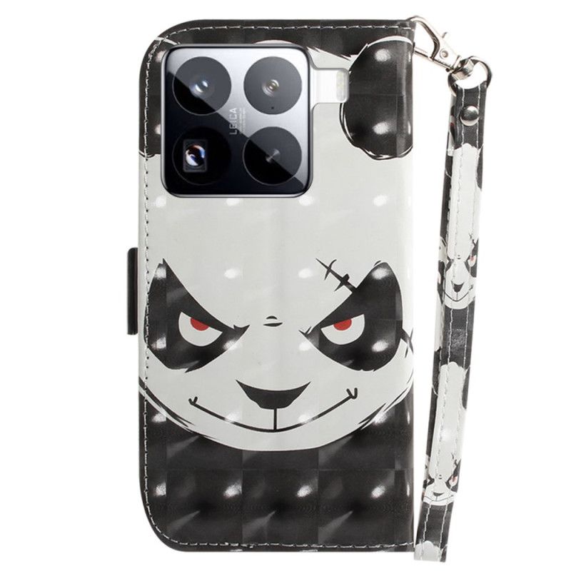 Leren Hoesje Voor Xiaomi 15 Pro Boze Panda-bandje