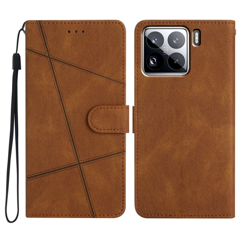 Leren Hoesje Voor Xiaomi 15 Pro Lijnen En Strepen Met Bandje