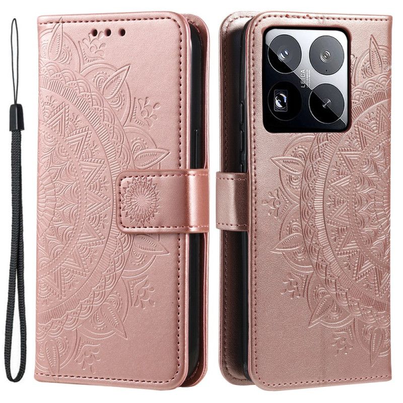 Leren Hoesje Voor Xiaomi 15 Pro Sleutelkoord Met Zonmandala