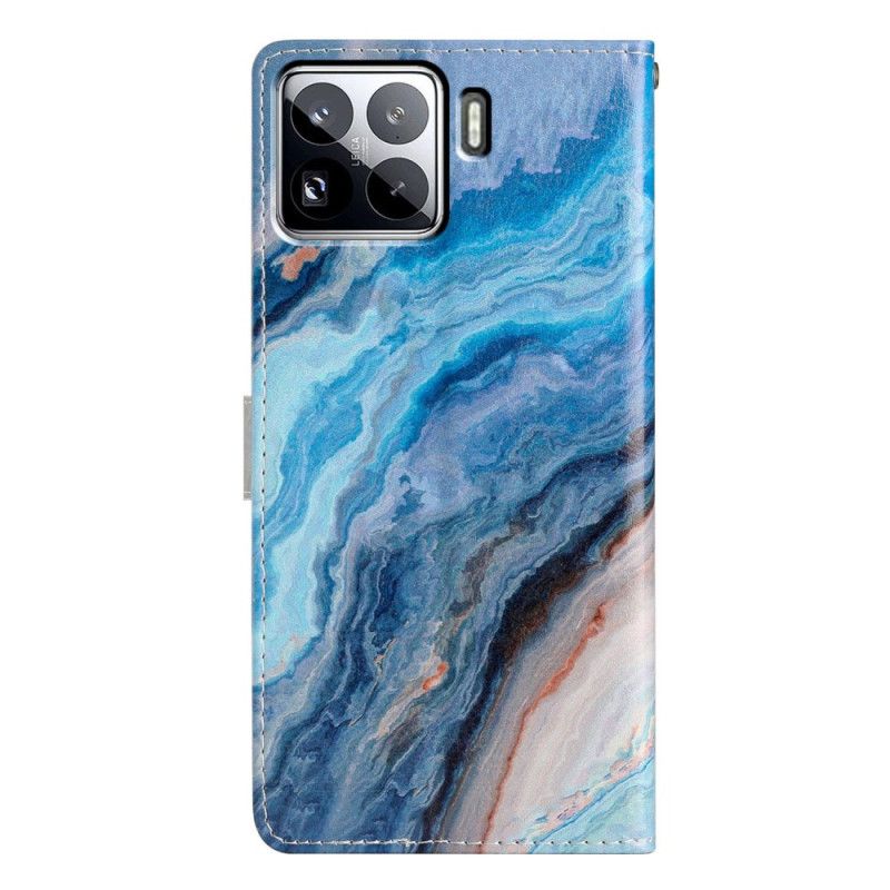 Leren Hoesje Xiaomi 15 Pro Blauw Marmer Bescherming Hoesje