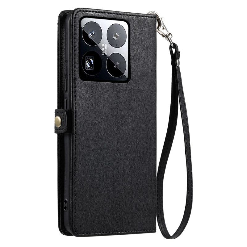 Leren Hoesje Xiaomi 15 Pro Clutch-model Met Bandje En Schouderband Bescherming Hoesje