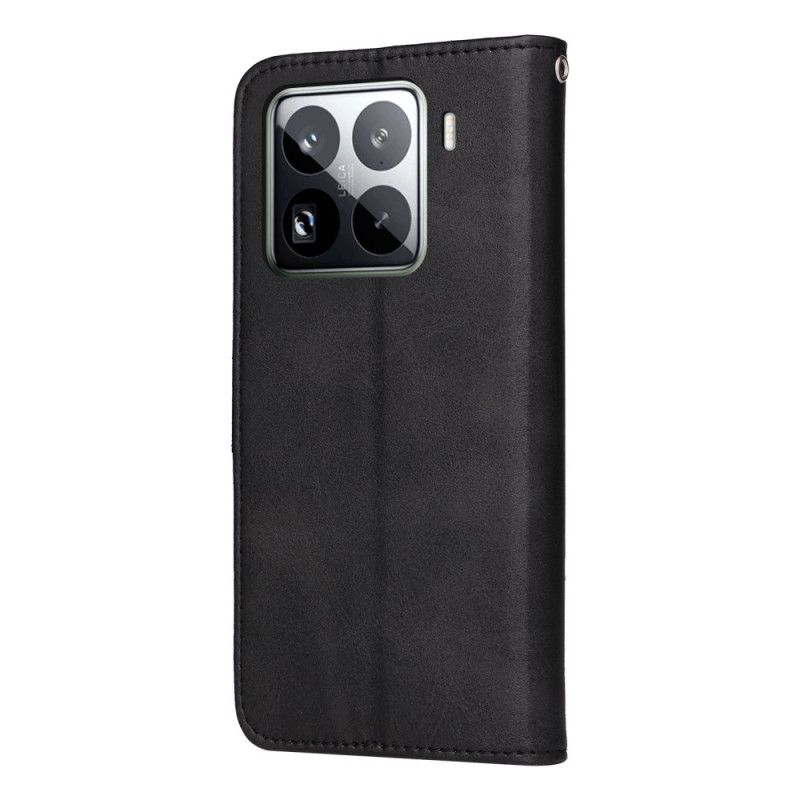 Leren Hoesje Xiaomi 15 Pro Effen Leerlook Met Bandje Bescherming Hoesje