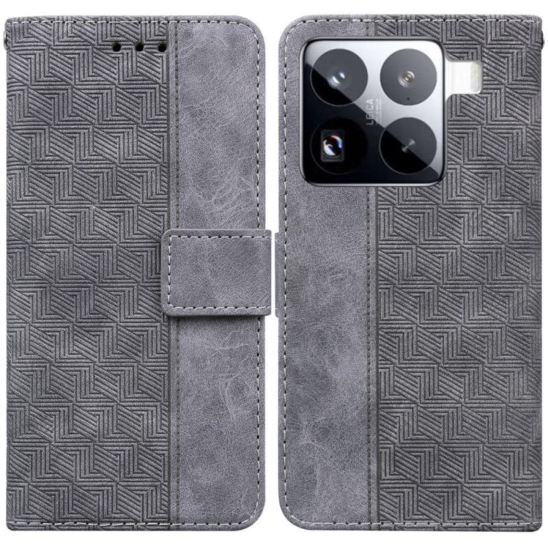 Leren Hoesje Xiaomi 15 Pro Geweven Patroon Bescherming Hoesje