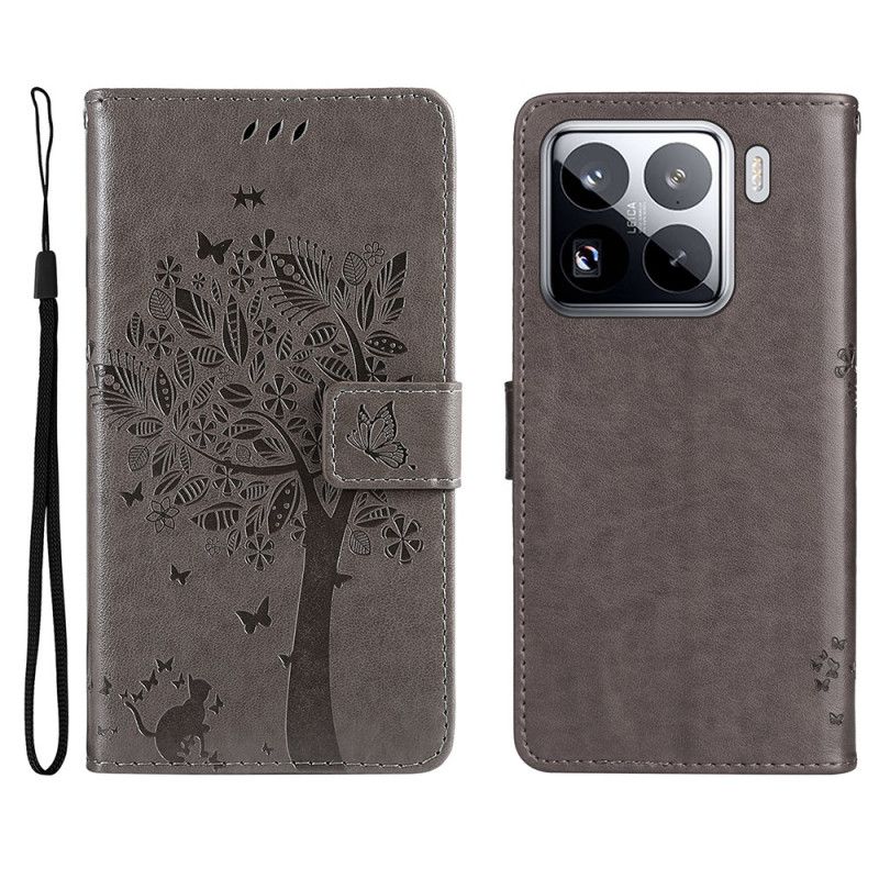 Leren Hoesje Xiaomi 15 Pro Kat En Boom Bescherming Hoesje
