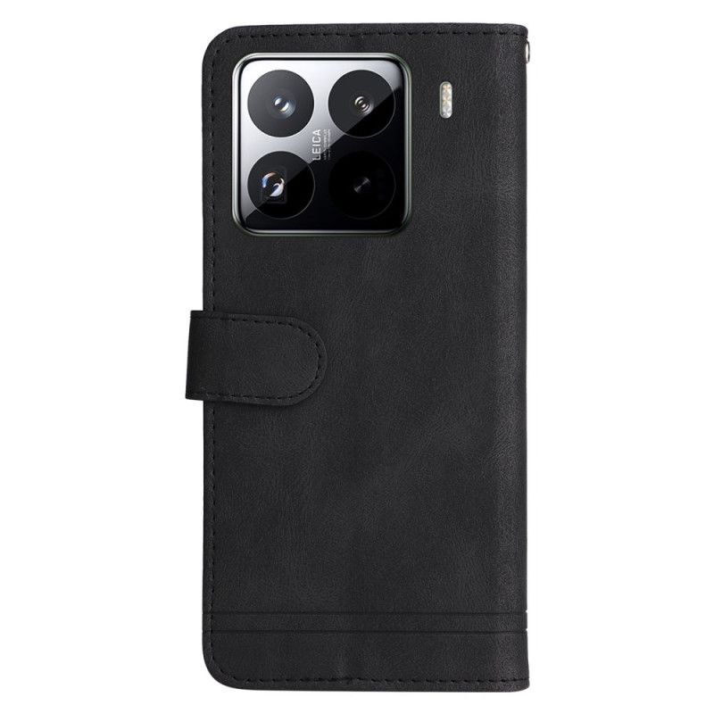 Leren Hoesje Xiaomi 15 Pro Klinknagel En Bandje Bescherming Hoesje