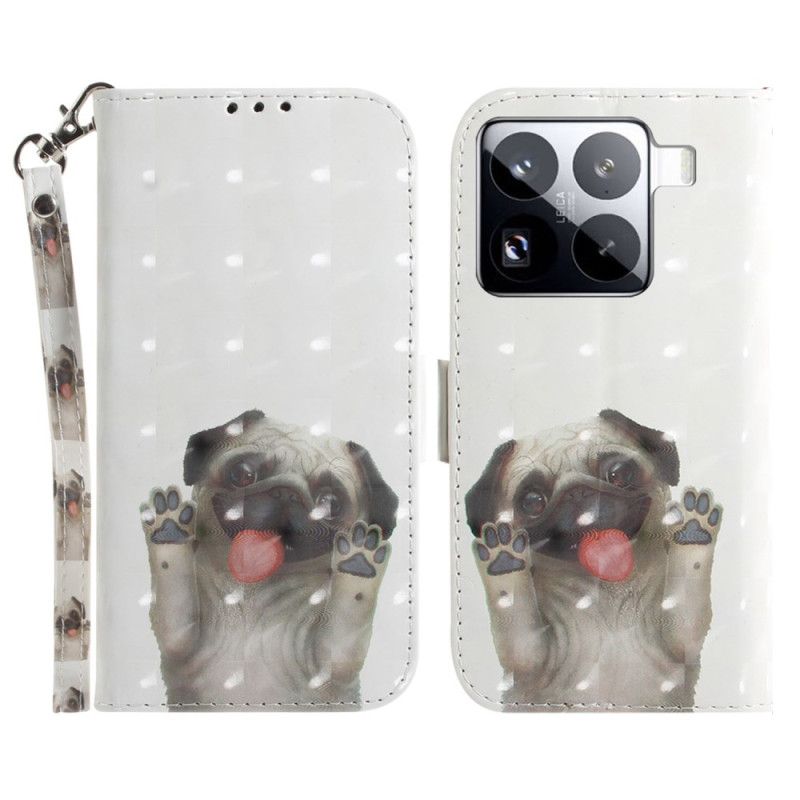 Leren Hoesje Xiaomi 15 Pro Mopshond-bandje