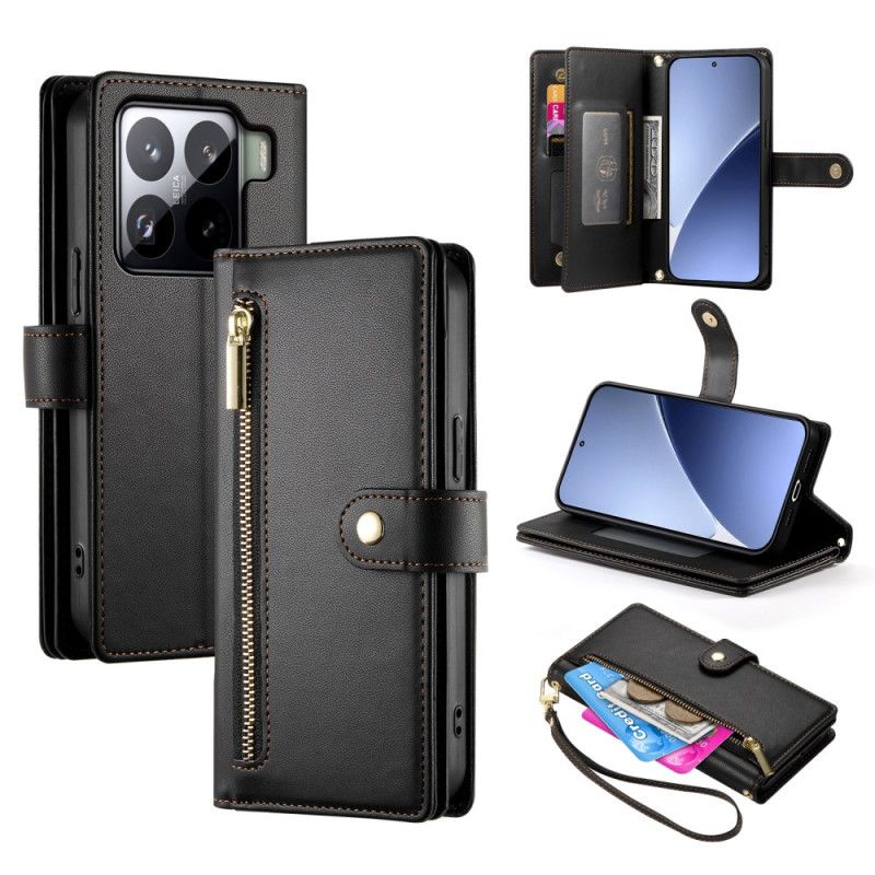 Leren Hoesje Xiaomi 15 Pro Portemonnee Met Riem En Schouderriem