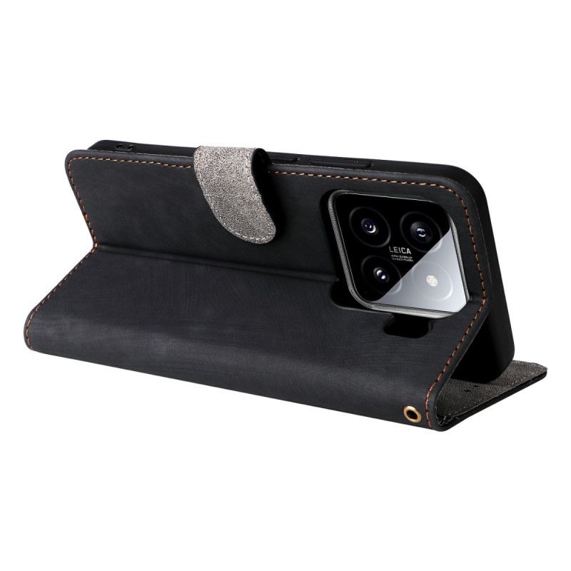 Leren Hoesje Xiaomi 15 Pro Rfid-bescherming Suède-effect Bescherming Hoesje