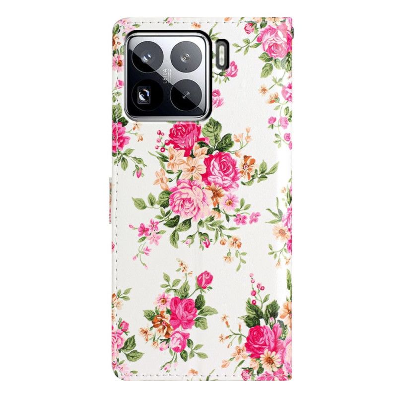 Leren Hoesje Xiaomi 15 Pro Rode Bloemen Bescherming Hoesje