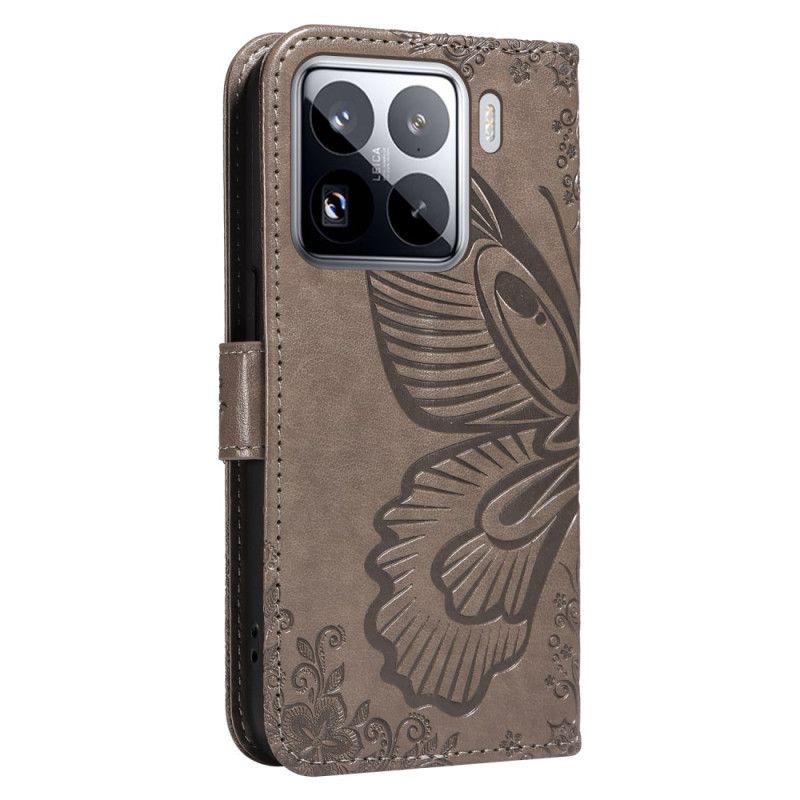 Leren Hoesje Xiaomi 15 Pro Vlinderdesign Bescherming Hoesje