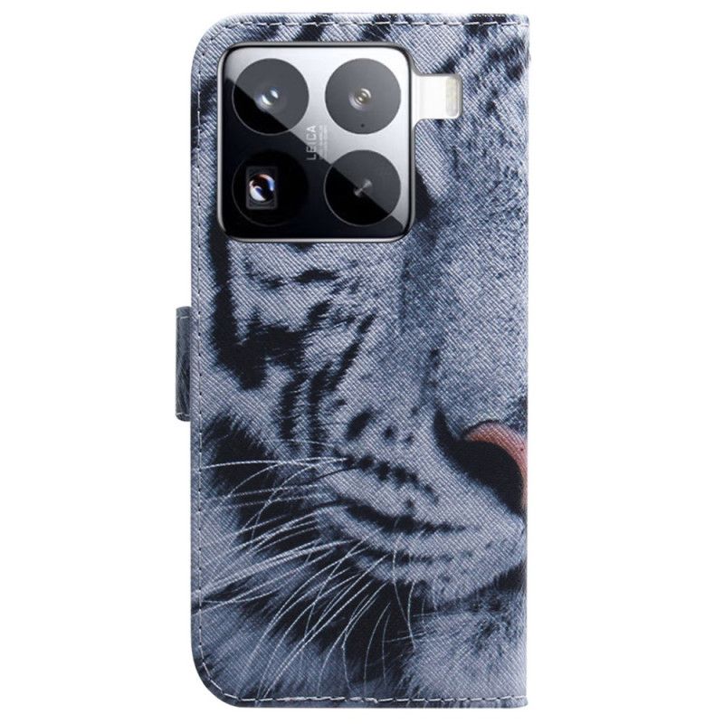 Leren Hoesje Xiaomi 15 Pro Witte Tijger Bescherming Hoesje