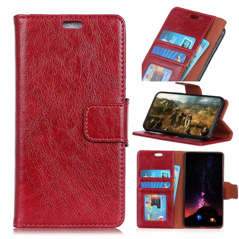 Bescherming Hoesje Huawei P Smart 2019 Rood Zwart Glanzend Leereffect