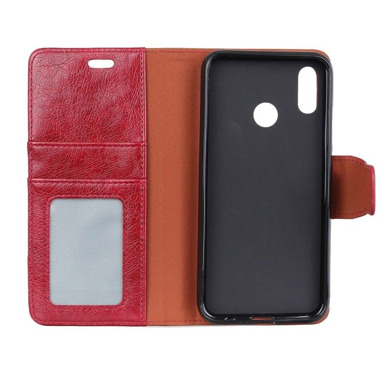 Bescherming Hoesje Huawei P Smart 2019 Rood Zwart Glanzend Leereffect