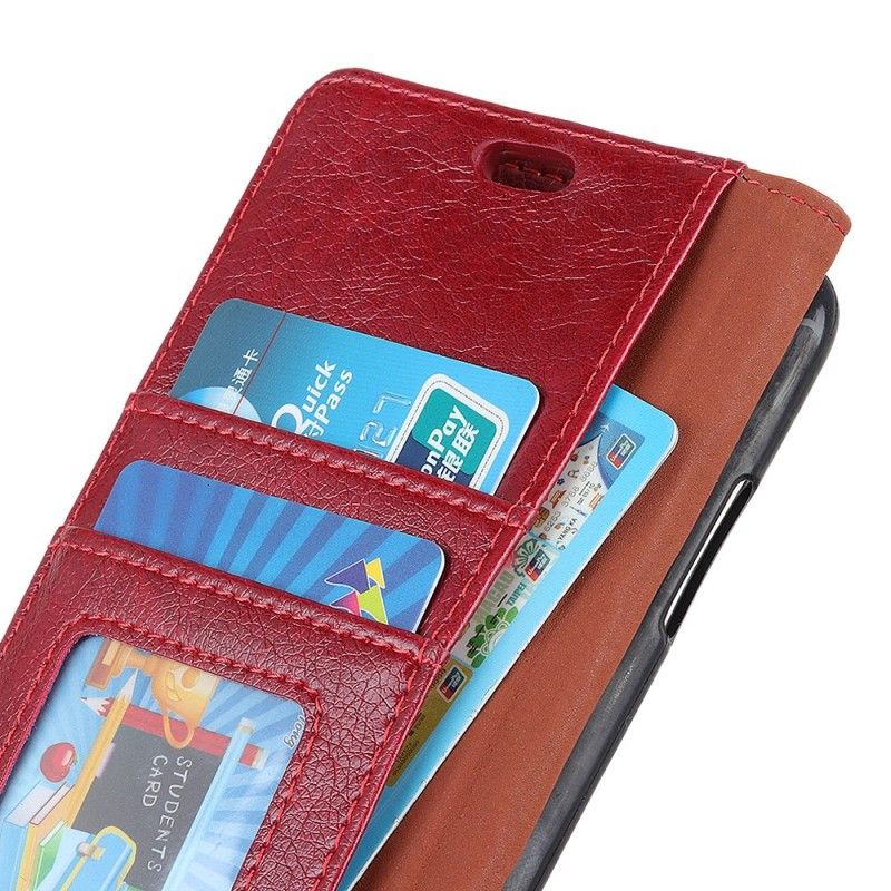 Bescherming Hoesje Huawei P Smart 2019 Rood Zwart Glanzend Leereffect
