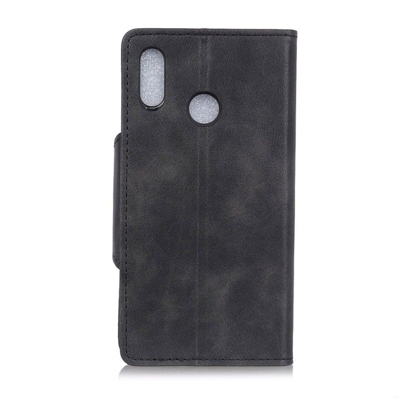 Flip Case Leren Huawei P Smart 2019 Rood Zwart Vintage Kunstleren Knoop