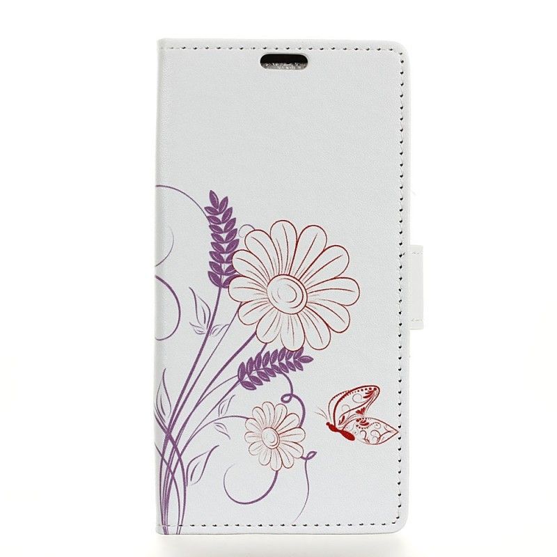 Flip Case Leren Huawei P Smart 2019 Vlinders En Bloemen Tekenen