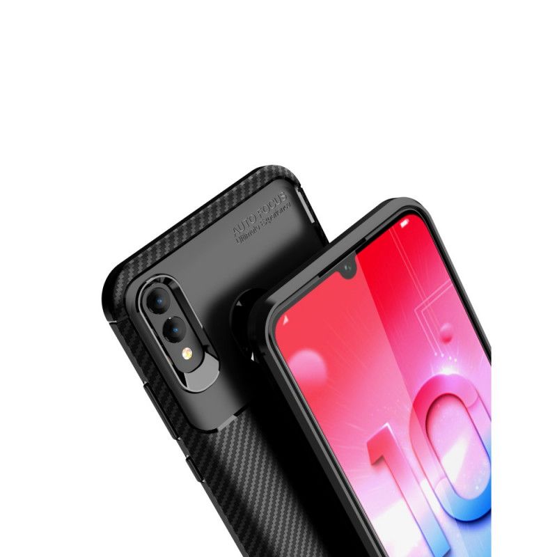 Hoesje voor Huawei P Smart 2019 Donkerblauw Zwart Flexibele Koolstofvezeltextuur