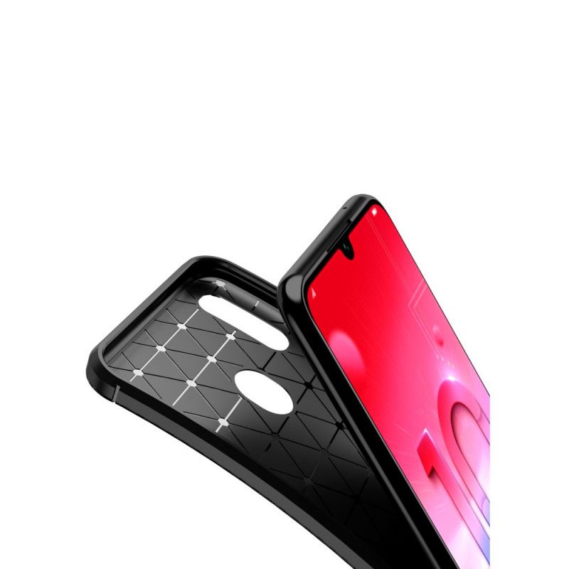 Hoesje voor Huawei P Smart 2019 Donkerblauw Zwart Flexibele Koolstofvezeltextuur