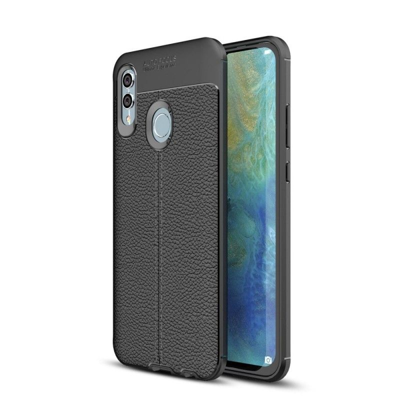 Hoesje voor Huawei P Smart 2019 Grijs Zwart Dubbellijns Lychee Leereffect