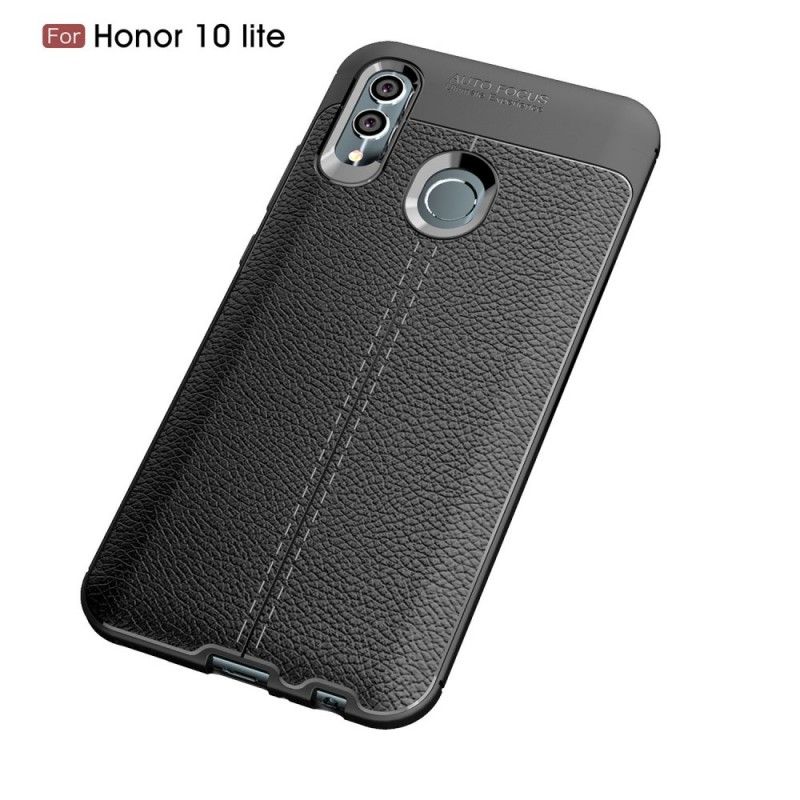 Hoesje voor Huawei P Smart 2019 Grijs Zwart Dubbellijns Lychee Leereffect