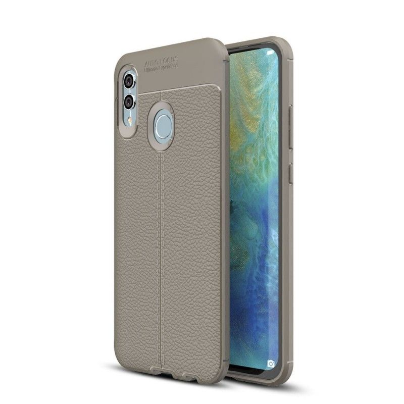Hoesje voor Huawei P Smart 2019 Grijs Zwart Dubbellijns Lychee Leereffect