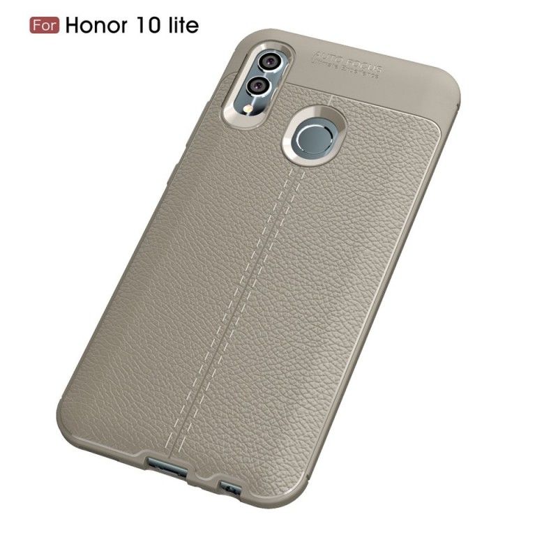 Hoesje voor Huawei P Smart 2019 Grijs Zwart Dubbellijns Lychee Leereffect