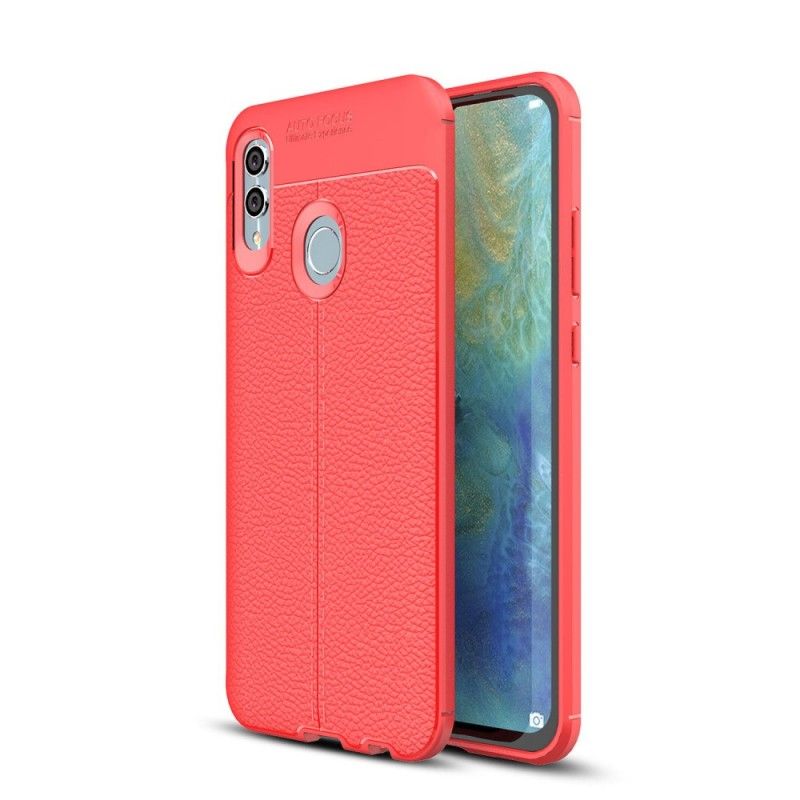 Hoesje voor Huawei P Smart 2019 Grijs Zwart Dubbellijns Lychee Leereffect