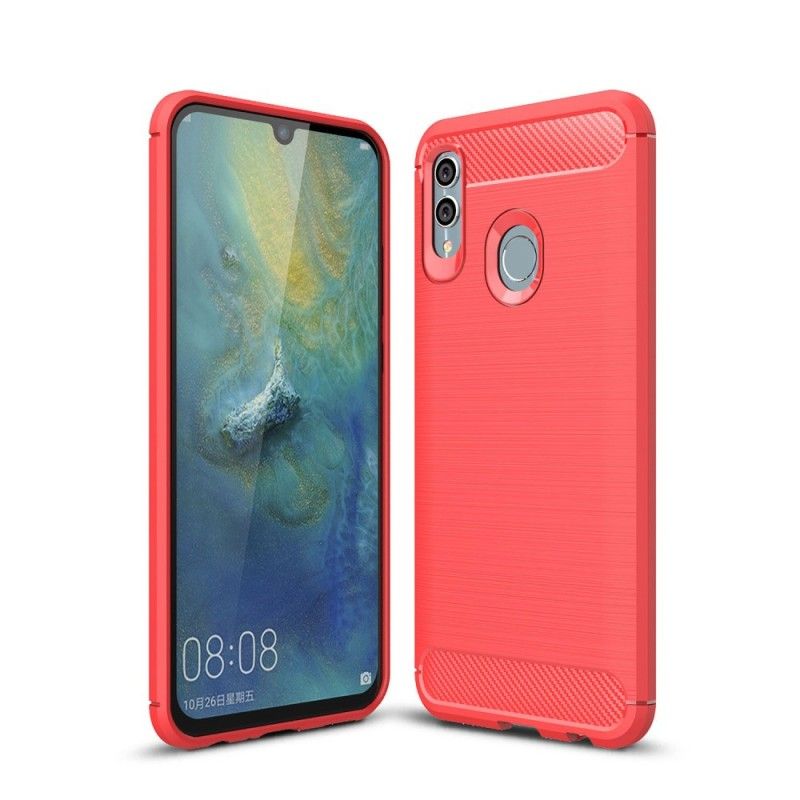 Hoesje voor Huawei P Smart 2019 Rood Zwart Geborsteld Koolstofvezel